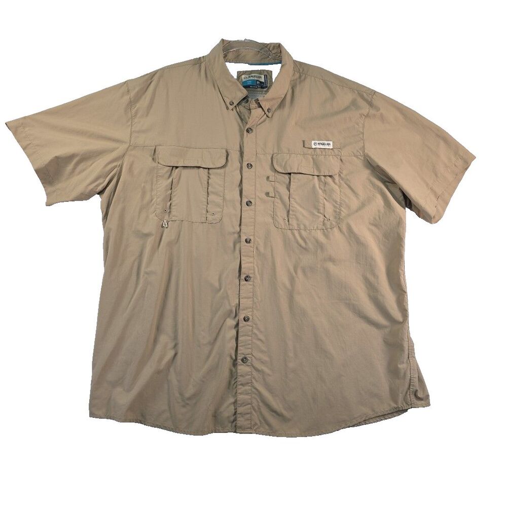 Magellan Outdoors Fish Gear Shirt Men's 3XL  Relaxed Fit Tan Moisture Wicking